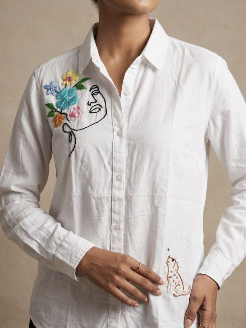 Hand embroidered floral shirt